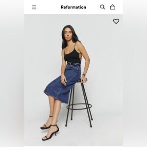 Reformation NEW Jayde High Rise Denim Midi Skirt